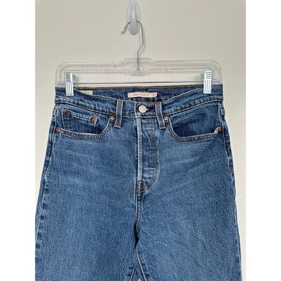 Levi's Wedgie Straight Leg Medium Wash Blue High Cotton Waisted Waist 27 27x26 - Picture 2 of 9